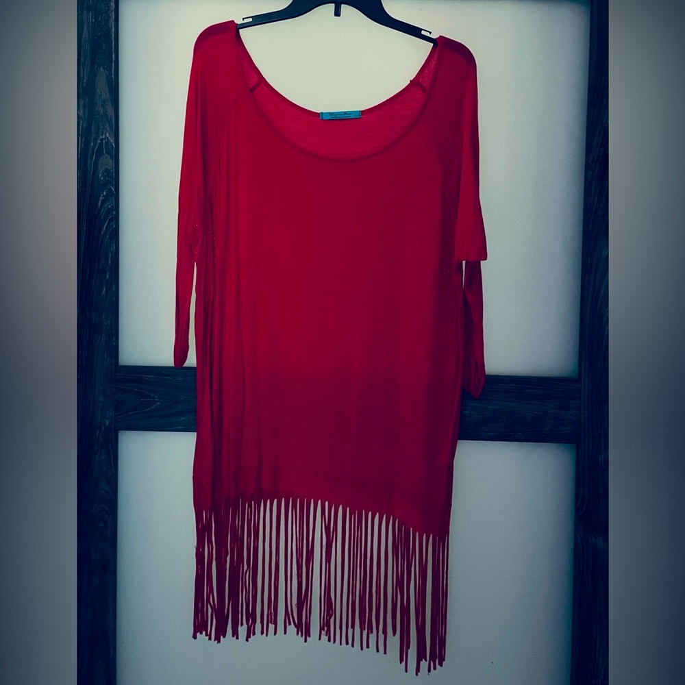 Turquoise Haven Lovely Boho Red Fringed Top…  ♥️
